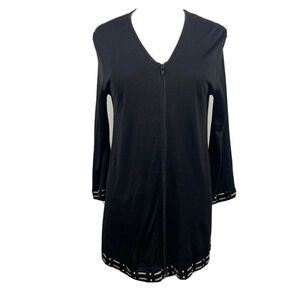 Fendi Maglia Cardigan 48 Womens Vintage Black Full Zip Logo Viscose V Neck